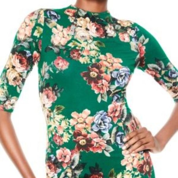 NWT ALICE + OLIVIA "Delora" Mockneck Floral Bodycon Dress size 4 - Picture 3 of 3